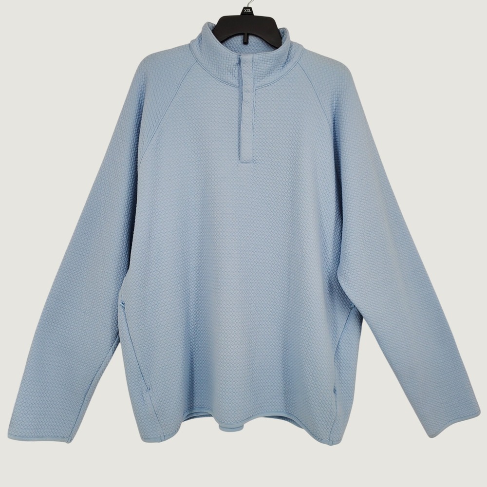 FLX Premium Textured Knit Quarter Snap Pullover XXL Frost Wind‎ Blue Zip Pockets
